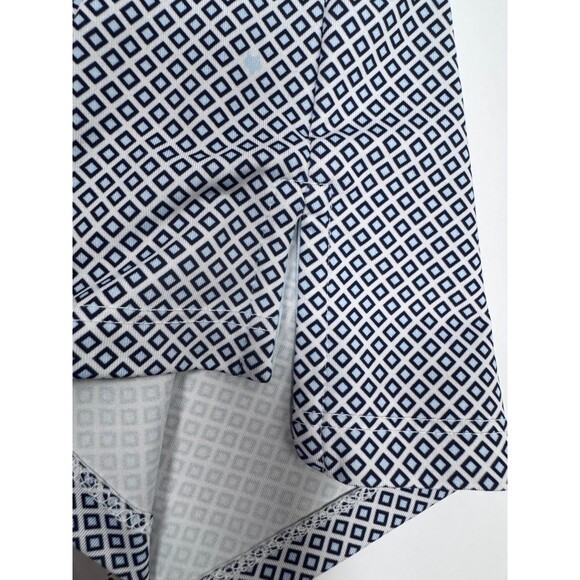 Greyson Polo Large Blue White Geometric Golf Embroidered Greenwood Performance - Picture 10 of 13